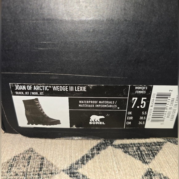 NIB SOREL Joan Of Arctic Wedge III Lexie Boot Women's 7.5 black noir Ankle Boots - Picture 7 of 13